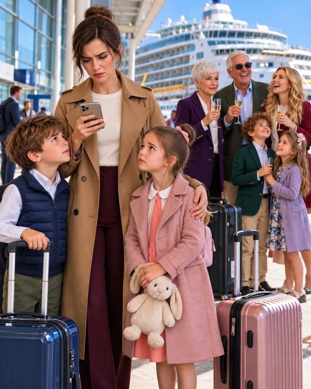 Two hours before our Christmas cruise, Mom texted: “We used your three tickets to upgrade your sister’s family. You understand. Her children actually have a father.”