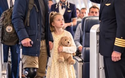 The Flight of Honor: How a Father’s Quiet Sacrifice for His Late Wife, an Unjust Flight Agent, and an Unexpected Military Encounter in the First-Class Cabin Brought Healing, Grace, and a Lifelong Family Guardian to a Young Girl’s Grieving World Beneath the Carolina Sky